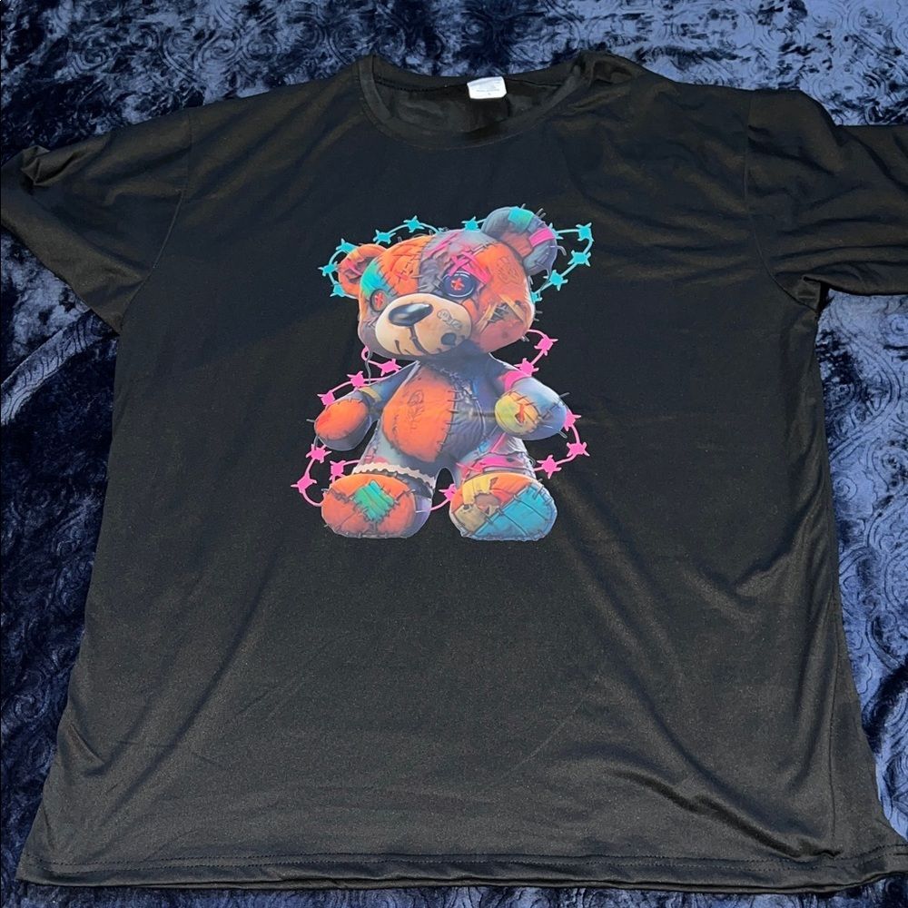 Colorful Teddy Bear Barbed Wire Print 100% Polyester (Men’s L)